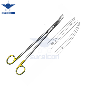 Ciseaux Gorney 17 cm (6-3/4 pouces) à pointes plates courbées, en carbure de tungstène TC doré, ciseaux chirurgicaux en acier inoxydable de précision - Product Image 6