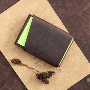 Portefeuille en cuir minimaliste fait main de luxe, sans coutures, porte-cartes fin, blocage RFID, pochette avant, portefeuille à deux volets LSSW-0007 - Product Image 1