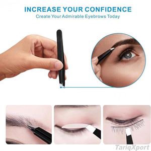 Pince à épiler professionnelle en acier inoxydable pour sourcils, grande précision pour l'élimination des poils du visage, des éclats et des poils incarnés - Ensemble - Product Image 4