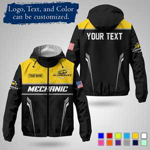 Veste de travail unisexe personnalisée à manches longues coupe-vent imperméable séchage rapide respirante 180g polyester uniforme de mécanicien de garage - Product Image 4