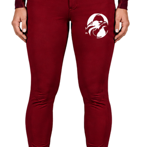 <b>Burgundy</b> Women Equestrian Riding Breeches High Waist Stretch Horse Riding Pants <b>Belt</b> Loop Competition Training Sportswear - Product Image 4