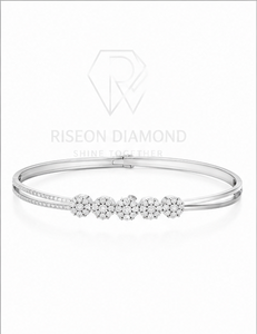 Elegant floral diamond <b>bracelet</b> with four flower clusters sleek <b>bangle</b> design sparkling lab grown diamonds perfect for luxury - Product Image 1