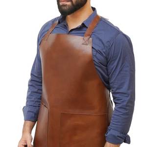 Delantal de Cuero de Grano Completo Marrón con Correa Ajustable y Dos Bolsillos para Hombre, Uso Casual - Product Image 6