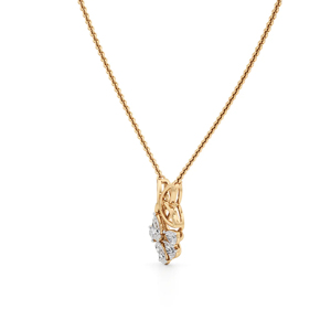 Collar con Colgante de Diamante en Oro Sólido de 18K, Corte Brillante Redondo, Cadena Tipo Palomitas, Estilo Clásico, Unisex, Uso Diario - Product Image 2