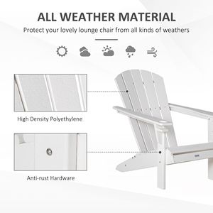 Sedia a sdraio Adirondack con schienale alto e seduta larga, in plastica HDPE resistente alle intemperie, pieghevole, bianca - per parchi - Product Image 6