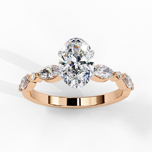 Anillo de Compromiso con Diamante Cultivado en Laboratorio Certificado por IGI, Oro Sólido de 14k, Corte Ovalado con Detalles Marquise, Fabricante de Joyería al por Mayor - Product Image 5