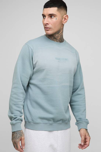 High Quality Embroidered Crewneck Hoodie Men's <b>Sweatshirt</b> Custom Logo 100% Cotton Winter Plain Dyed Fleece - Product Image 4