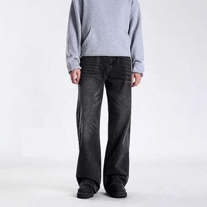 Men Urban Loose Fit Baggy Jeans Wide Leg Washed Denim Casual <b>Hip</b> Hop Streetwear Pants - Product Image 3