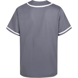 Camiseta de Béisbol Unisex Gris de Manga Corta con Botones al Frente, Absorbente de Humedad, Poliéster, Corte Regular para Adultos, Ropa Deportiva para Todas las Temporadas - Product Image 2