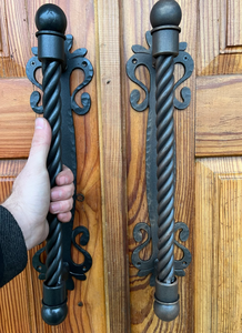 <b>Rustic</b> Wrought Iron <b>Door</b> Pull Handle with Scroll Backplate for Exterior Wooden Double <b>Doors</b> Anti <b>Rustic</b> Wrought Iron <b>Door</b> handle - Product Image 6
