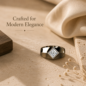 1 CTW Princess Cut Moissanite Diamond Signet <b>Ring</b> in Yellow Gold | Modern Geometric <b>Statement</b> <b>Ring</b> for Men - Product Image 3