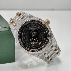 Luxury Round Baguette Moissanite Watch for Men <b>Automatic</b> Mechanical Stainless Steel VVS Diamond Iced Out Custom <b>Wristwatch</b> - Product Image 1