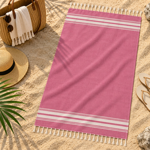 Serviette de plage en coton rayée légère, serviette Peshtemal Hammam à séchage rapide, tissée, moderne, Fouta pour adultes, usage estival - Product Image 5