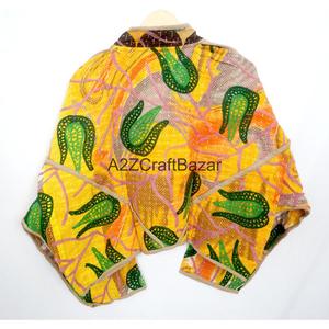 Vintage Indian <b>Kantha</b> Handmade Quilted 100% Cotton <b>Jacket</b> for Women-Eco-Friendly Breathable Winter Ready From Rajasthan - Product Image 6