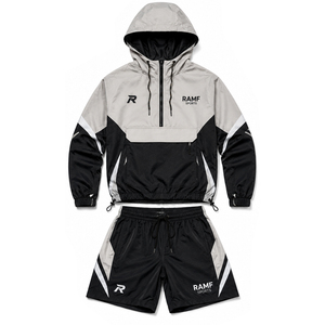 Conjunto Cortavientos de 2 Piezas con Capucha para Invierno, Unisex, Color Sólido, Personalizable con Logotipo, Chaqueta y Pantalones Cortos con Bloques de Color, Ribetes Reflectantes y Tecnología Quick Air - Product Image 3
