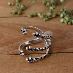 SHYAM JEWELRS Handmade Luxury Sterling <b>Silver</b> Minimalist Arthritis Splint <b>Ring</b> | <b>Adjustable</b> Double Band Joint Support Unisex - Product Image 3