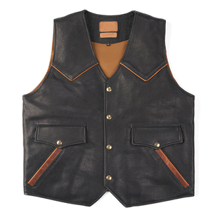 Low Price Top High Quality Motorbike Leather Vest Customized Logo Lightweight Men Motorbike Leather Vest Breathable - Product Image 2