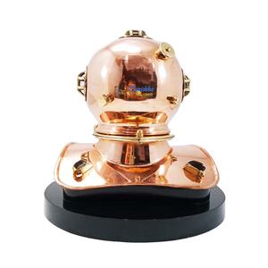 Casco DE BUCEO náutico de latón y cobre al por mayor, casco de buzo marino pulido con base de madera para decoración del hogar y coleccionistas - Product Image 5