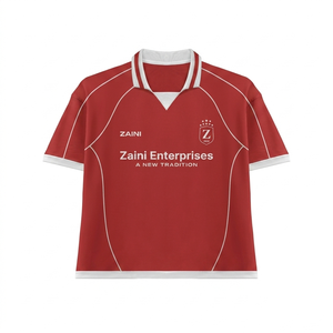 Poliéster Interlock Premium Transpirable de 170g para Camiseta, Panel en Contraste Rojo y Blanco, Logotipo Personalizado Bordado, Ropa Deportiva para Hombre - Product Image 1