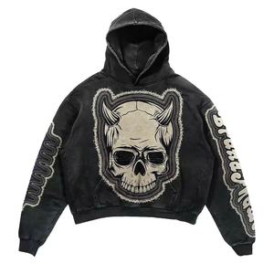 Sudadera con logotipo personalizado para hombre unisex lavado ácido vintage sudaderas con capucha 100% algodón francés Terry Fleece para invierno - Product Image 1