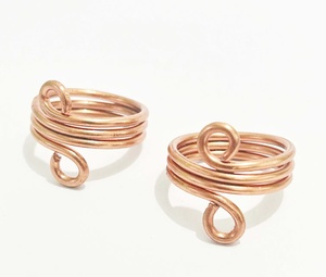 Antique Creation Handcrafted <b>Wire</b> Art Spiral Band Love Style Adjustable Copper Ring with Geometric Swirl Design - Product Image 3