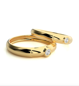 925 Sterling <b>Silver</b> Gold Plated Minimalist <b>Couple</b> <b>Rings</b> - Product Image 3