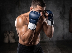 Gants de MMA Dumela International EVO en cuir de vachette bleu marine, durables, toutes saisons, protecteurs - Product Image 2