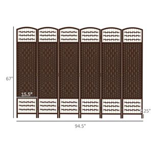 6-Panel Lightweight Brown Wave Fiber Paper Divider Panel Traditional Style <b>Folding</b> Privacy <b>Screen</b> for Home Office Room Partition - Product Image 3