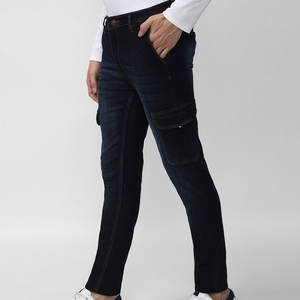 Pantalon en jean décontracté en gros avec logo personnalisé, coupe slim, skinny, pour hommes / Jean classique en denim bleu clair délavé de haute qualité pour hommes - Product Image 2