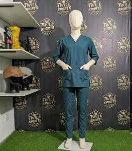 Unisex Teal <b>Scrub</b> <b>Set</b> with V-Neck Top and Elastic Waist Pants Hospital Uniforms Customizable Fabric & Logo - Product Image 4