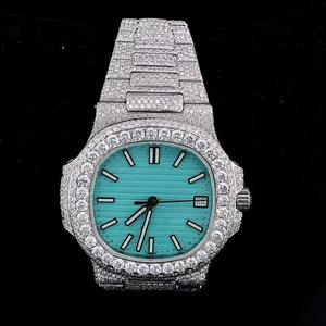 Montre mécanique de luxe personnalisée entièrement sertie de moissanite, mouvement ETA, cadran en cristal saphir, carrée, argentée, style hip-hop, diamant, OEM ODM - Product Image 4