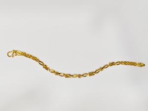 Bracelet authentique en or massif 22 carats, chaîne à maillons fantaisie, fermoir à crochet en S, bijoux fins modernes unisexes, accessoire à porter au quotidien - Product Image 4