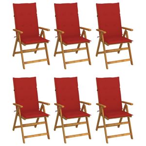 Ensemble de 6 chaises de patio compactes et pliables en bois d'acacia rouge massif, durables et faciles à assembler - Product Image 1
