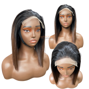 Perruque Bob en Cheveux Humains Naturels avec Pointe Brune, Dentelle Suisse 5x5, Cheveux Vietnamiens Bruts, Cuticules Alignées, Cheveux Remy – Vente en Gros - Product Image 4