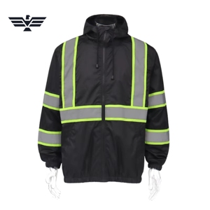 High Visibility Flame-Retardant Reflective Safety Waterproof Cotton Silk Screen Printed Seamless Fusing <b>Rain</b> <b>Jacket</b> Workwear - Product Image 1