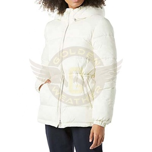 Chaqueta acolchada de peso pesado de diseño personalizado Golden Weather 2025 para mujer abrigo de invierno de burbujas con chaqueta Parka de cintura con cordón - Product Image 1