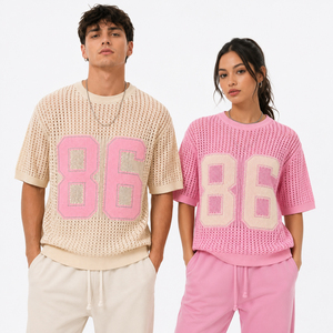 เสื้อเจอร์ซีย์ถักตาข่ายแบบยูนิเซ็กซ์ แขนสั้น ระบายอากาศดี แฟชั่นฤดูร้อน เสื้อลำลอง สตรีทแวร์ เสื้อกีฬาถัก OEM ODM - Product Image 1