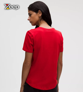 เสื้อยืดออกกำลังกายผู้หญิง XEEP แบบสบายๆ น้ำหนักเบา ทรงหลวม แขนสั้น ระบายอากาศดี คอวี ปักลายตัวอักษร - Product Image 2