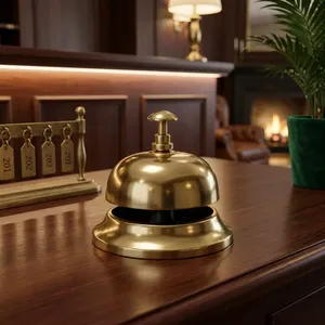 <b>Brass</b> Reception <b>Bell</b> Sleek Dome Press Button Counter <b>Bell</b> Elegant Tabletop Service <b>Bell</b> for Hotel Restaurant Office and Home - Product Image 4