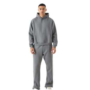Sweat à capuche unisexe gris avec cordon de serrage, survêtement d'hiver, couleur unie, manches longues, coton léger, vêtements de sport décontractés, poches latérales - Product Image 1