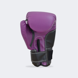 Purple Faux Leather Boxing Gloves Full Finger Velcro Closure Adjustable Wrist <b>Strap</b> Gym Training Gloves - Product Image 1