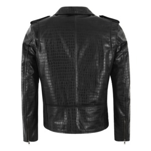 Chaqueta de Cuero con Grabado de Cocodrilo de Alta Calidad, Chaqueta de Motero de Cuero Genuino, Ropa Exterior de Lujo para Hombre, Hecha a Medida, Venta al Por Mayor - Product Image 5