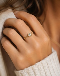 Modern Platinum <b>Rose</b> Cut Bezel Set Lab Grown Diamond Ring 10k 14k 18k Solid Gold Engagement Wedding Party Jewelry IGI Certified - Product Image 5