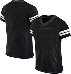 Camiseta de Fútbol Americano Personalizada Unisex Talla Grande Negra Blanca de Malla 100% Poliéster Transpirable de Secado Rápido para Verano con Cualquier Nombre - Product Image 4