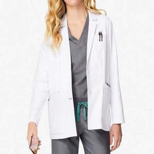 Blouse de laboratoire blanche tissée pour femmes avec 3 poches et fermeture à boutons-pression, uniforme d'hôpital, blouse de médecin - Product Image 3