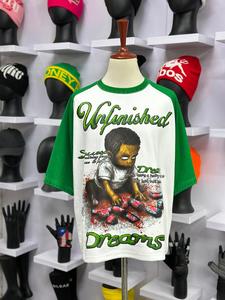 Camiseta de Manga Corta con Estampado de Serigrafía Ecológica, Estilo Urbano, Cuello Redondo, Corte Regular, para Hombre, en Algodón Jersey, Verde y Blanco, Nuevo Estilo 2026 - Product Image 1
