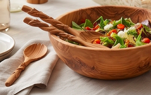 Ensemble cuillère et fourchette en bois faites à la main avec manche tressé, design traditionnel, pour le camping et la cuisine - Product Image 5