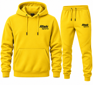 Conjunto Deportivo de Sudadera con Capucha Amarilla y Pantalones Jogger, Ropa Deportiva Informal - Product Image 1