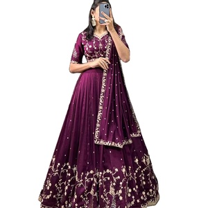 Último diseñador seda secuencia hilo bordado trabajo Lehenga Choli por Fab Zone - Product Image 1
