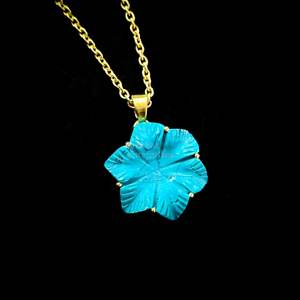 Colgante de flor de turquesa azul AAA, collar de piedra preciosa tallada, elegante colgante de turquesa para mujer, fabricación de joyas al por mayor - Product Image 5